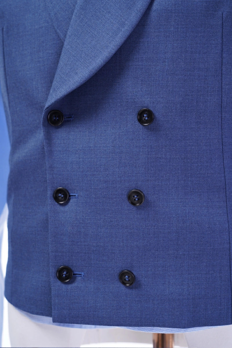 Men's Three-Piece Wool-Blend Single Breasted Suit