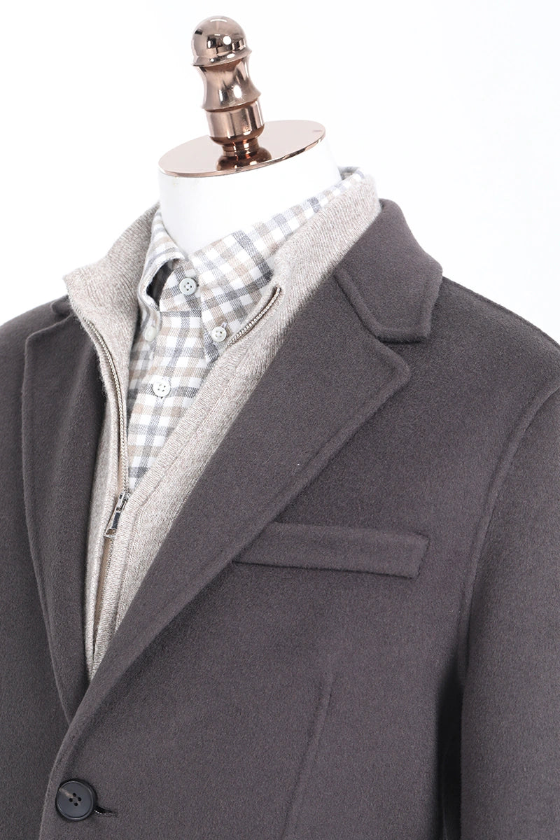 Single Breasted Overcoat With Notch Lapel