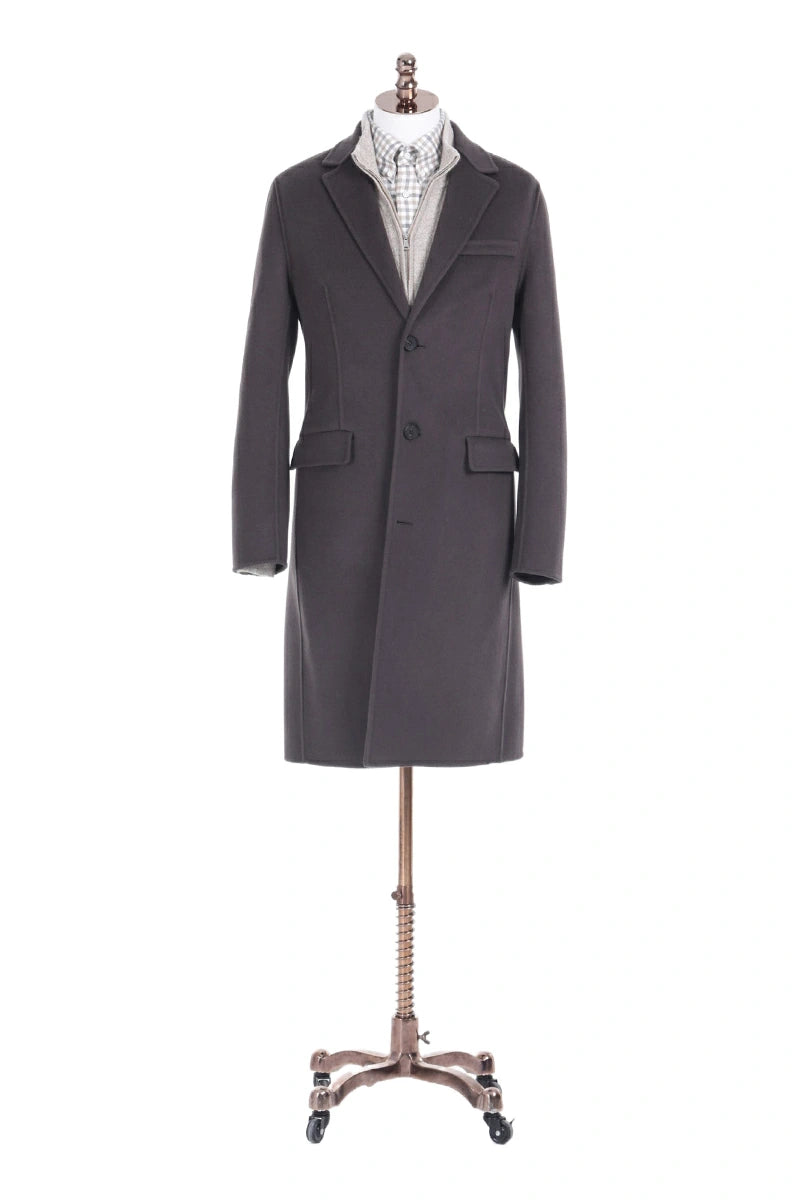 Single Breasted Overcoat With Notch Lapel