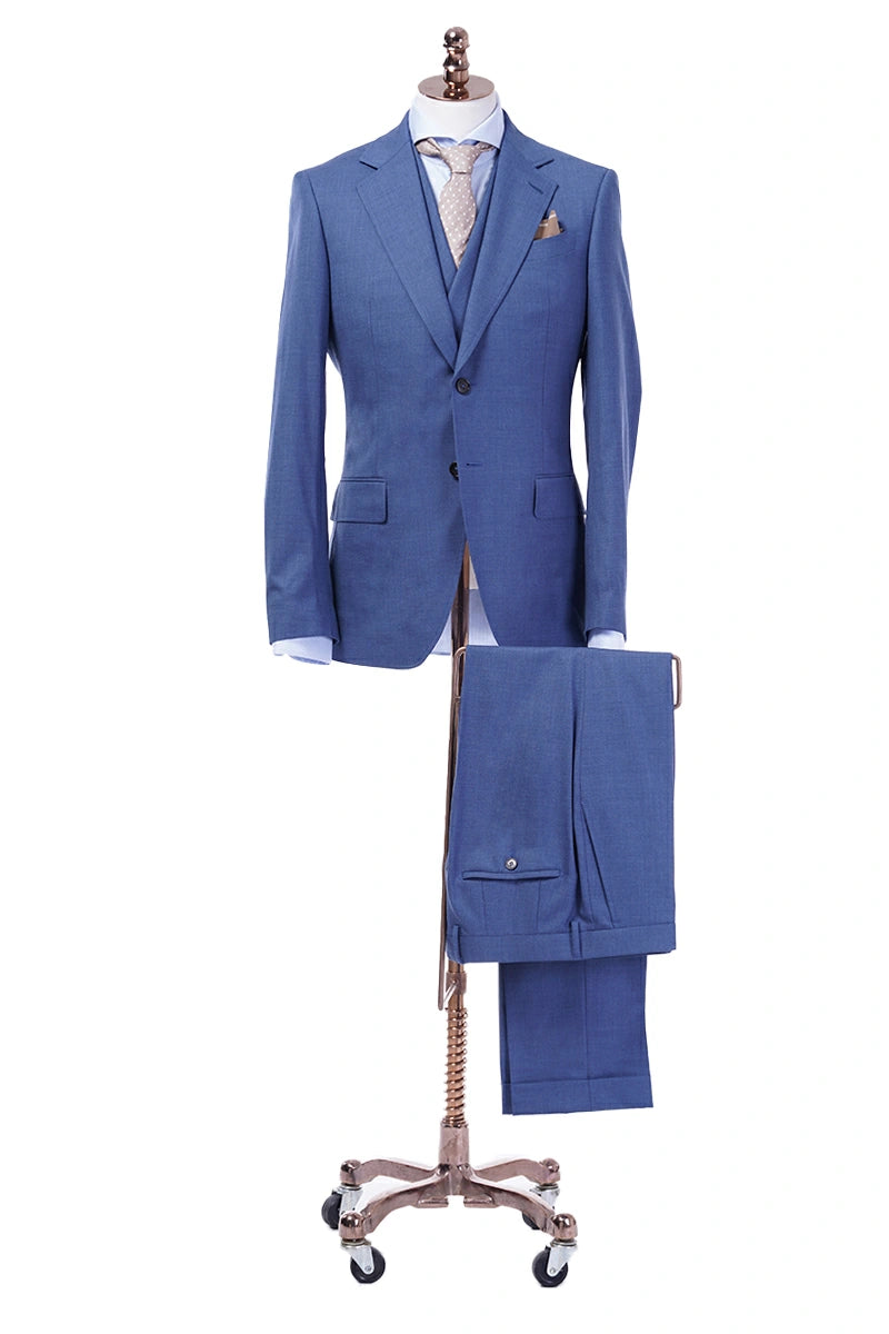 Men's Three-Piece Wool-Blend Single Breasted Suit